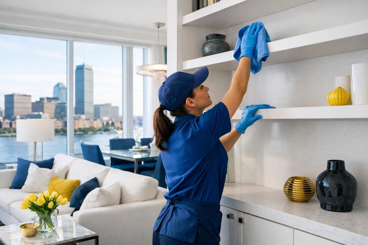 Professional cleaners MA performing efficient top-to-bottom apartment cleaning in Massachusetts.