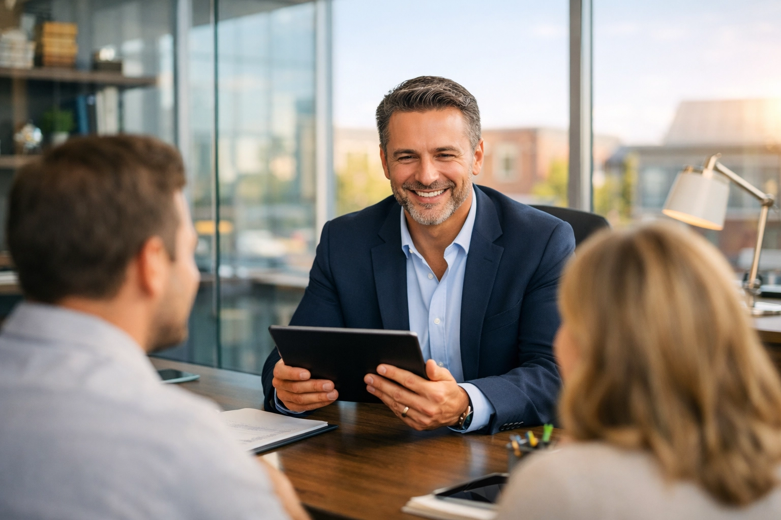 David Ryan Wynne providing expert guidance on self-employed mortgage options in a professional office setting.