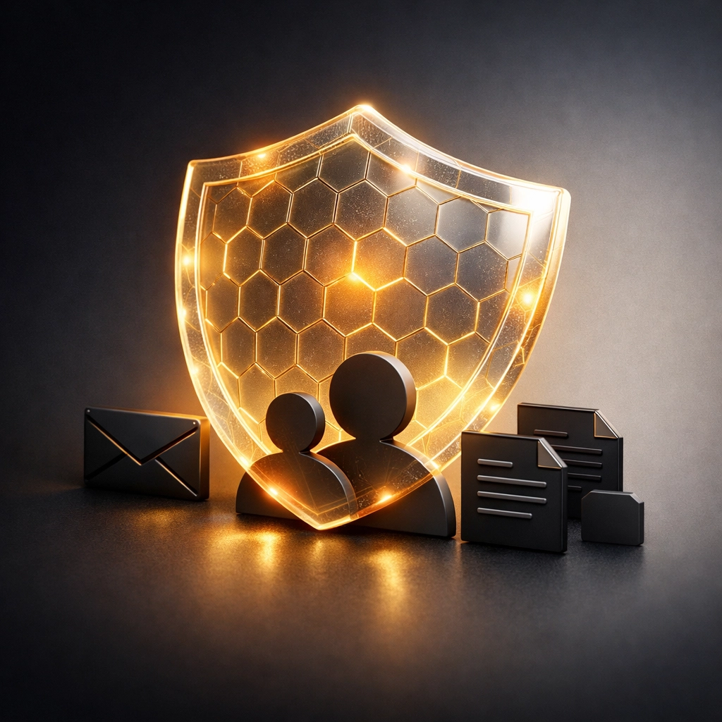 Digital security shield protecting donor data and personal information for UK charities