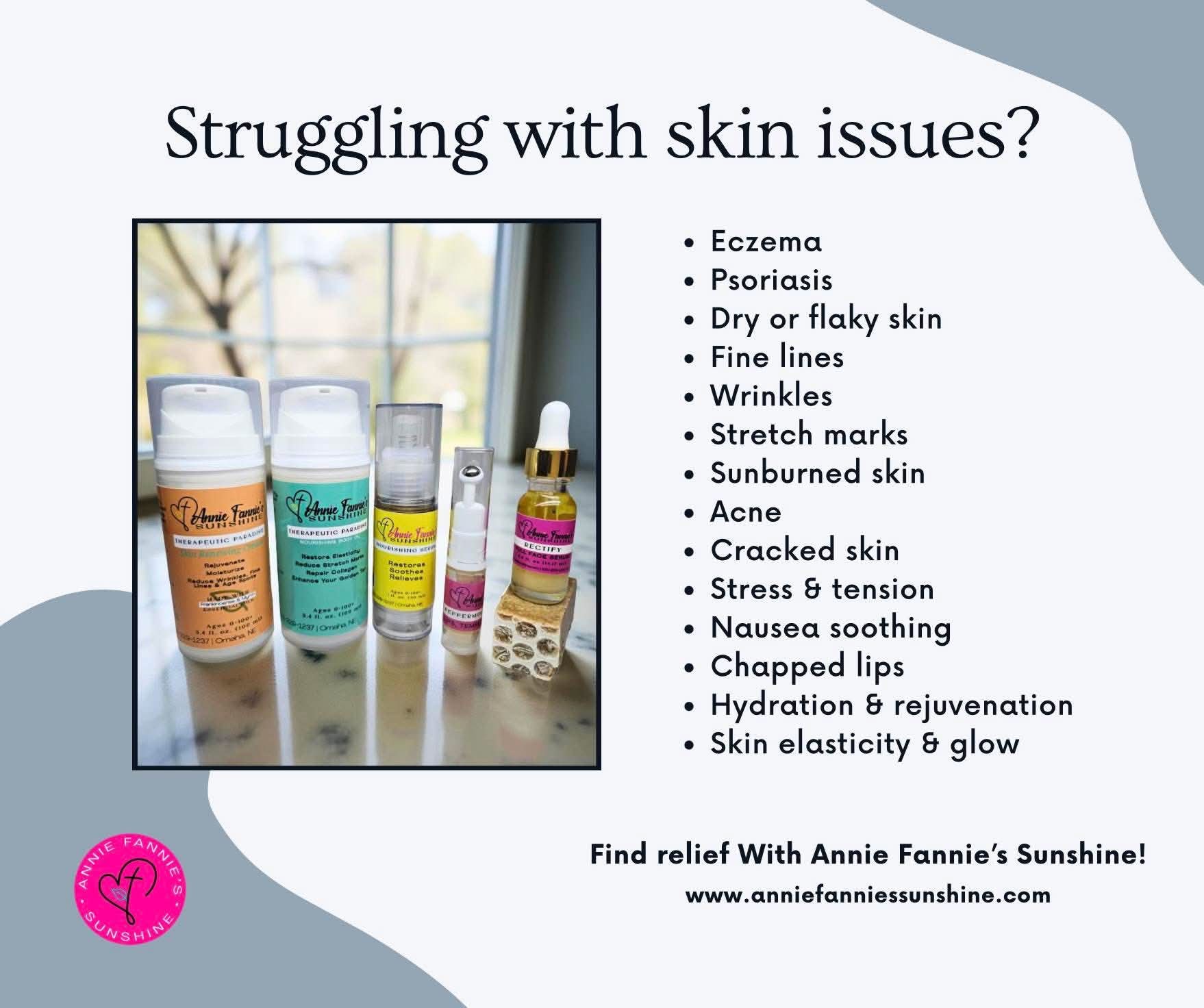 Annie Fannie's Sunshine product lineup on a window-lit table