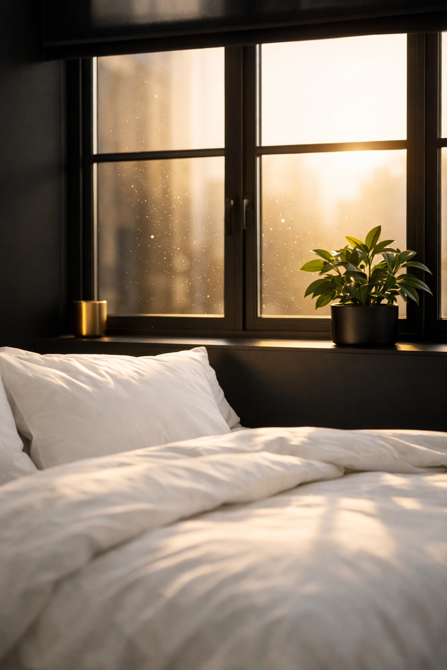 Sunlit bedroom with energy efficient window demonstrating thermal comfort in rental property
