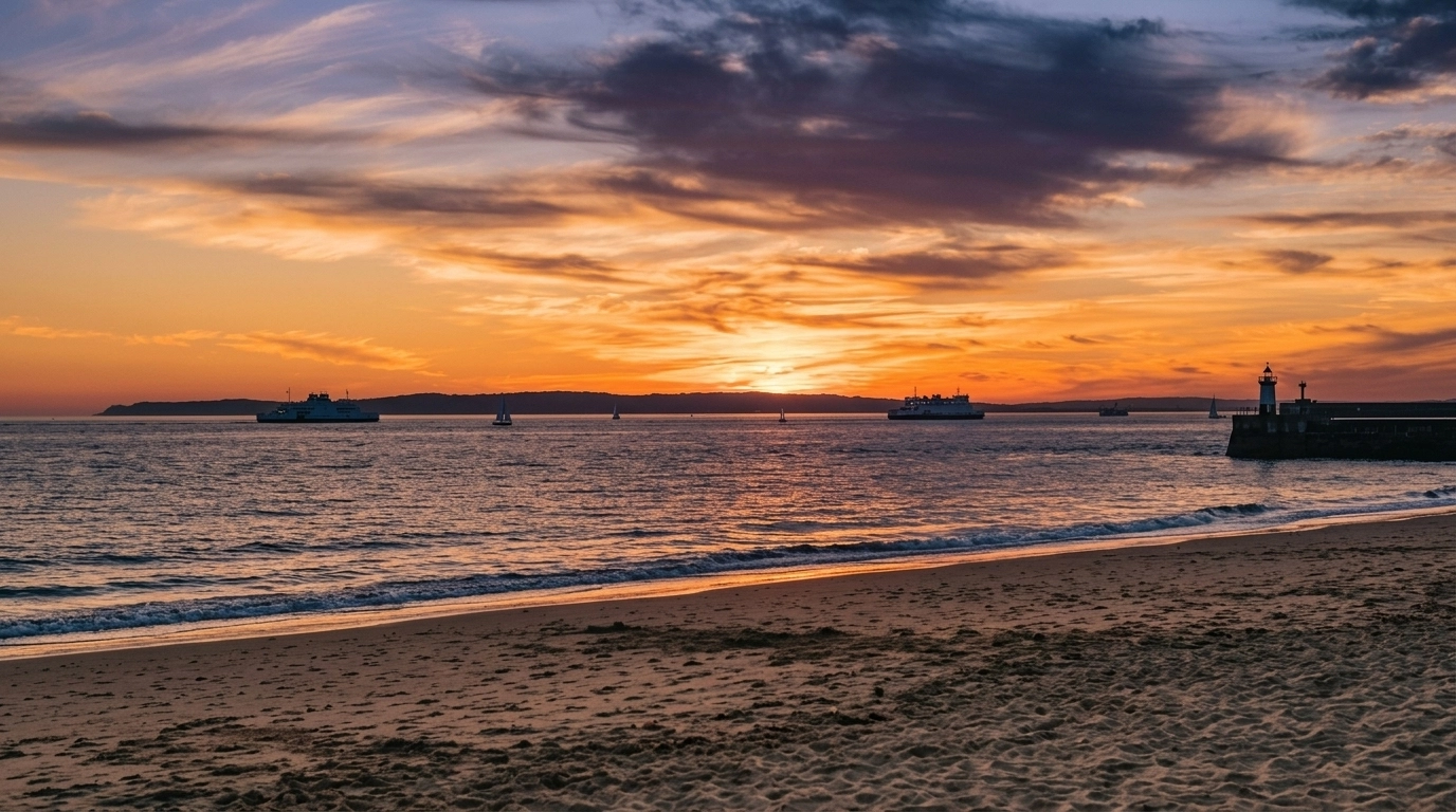 Views over the Solent towards the Isle of Wight