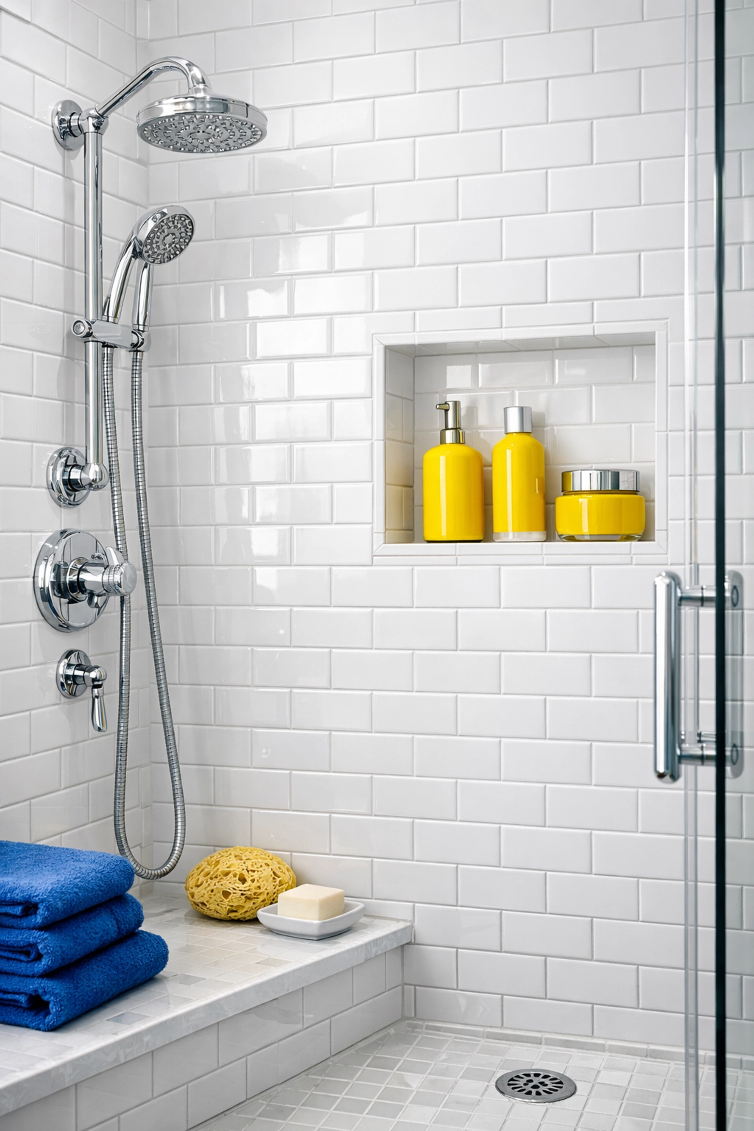 Pristine bathroom with white subway tiles and clean grout showing expert house cleaning in Cambridge MA.