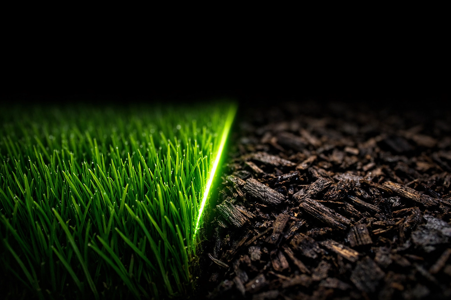 Detailed view of professional lawn edging and mulch installation showcasing high-quality property maintenance.