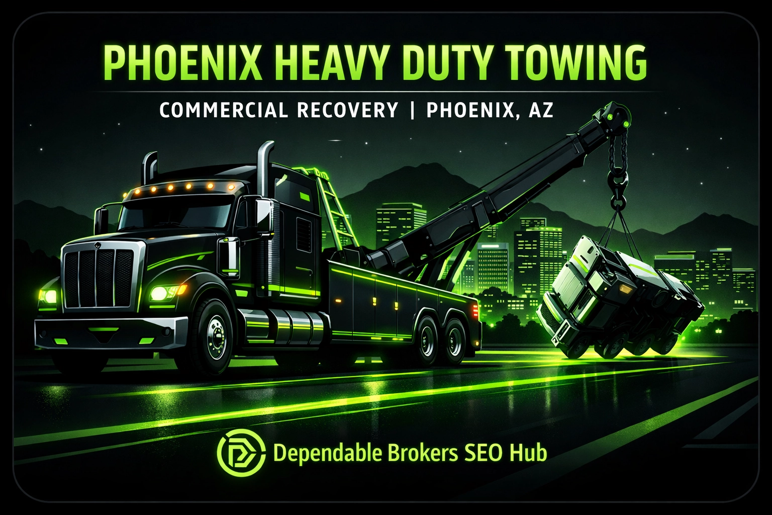 [HERO] Phoenix Heavy Duty Towing - Commercial Recovery | Phoenix, AZ | Dependable Brokers SEO Hub