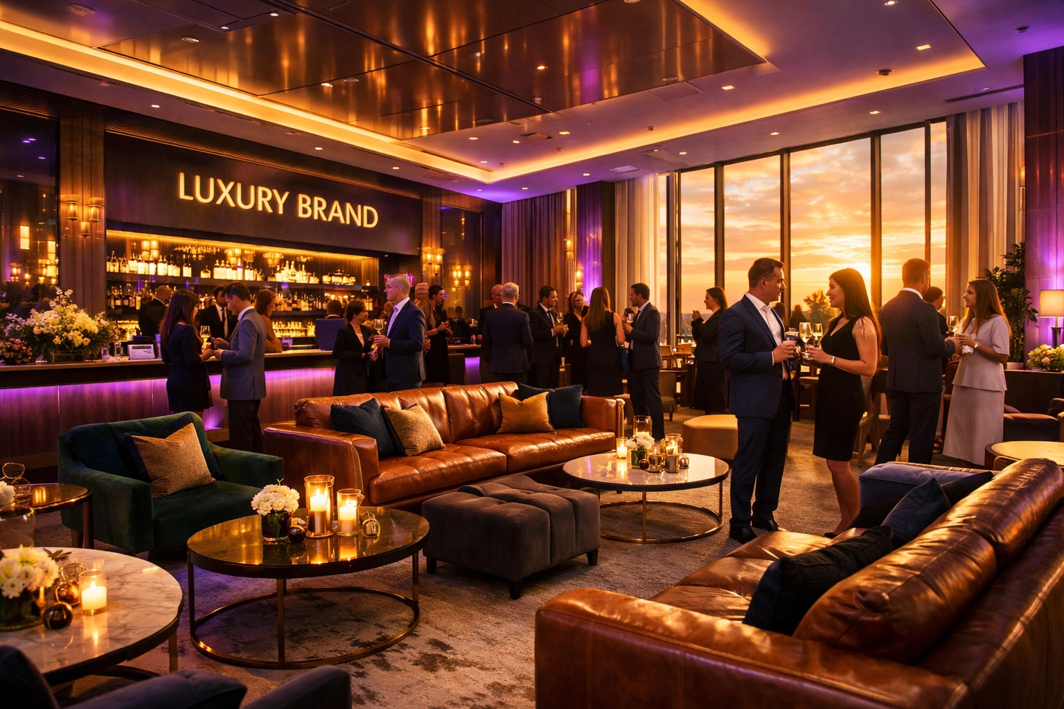NEWSLETTER: The Executive Strategy for Super Bowl Branding and VIP Logistics Luxury VIP brand activation space with business professionals networking at Super Bowl event