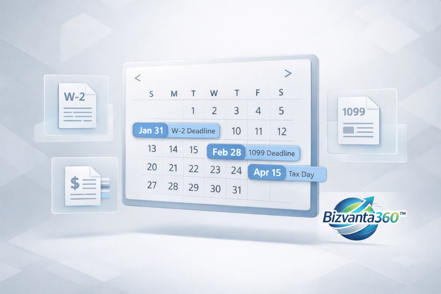 Tax deadline calendar showing important business compliance dates and filing requirements