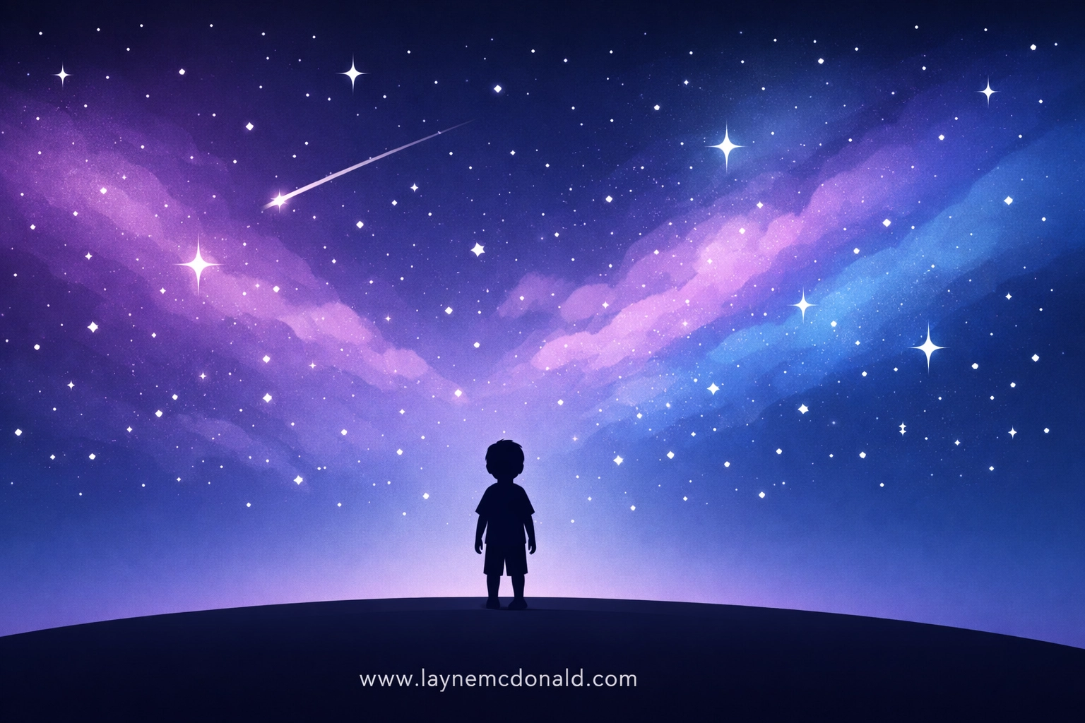 Silhouette of a boy looking at a starry galaxy, representing Elio’s journey and themes of belonging.