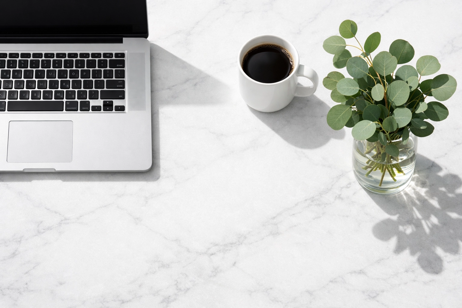 Minimalist desk with a laptop illustrating a professional and managed web presence.