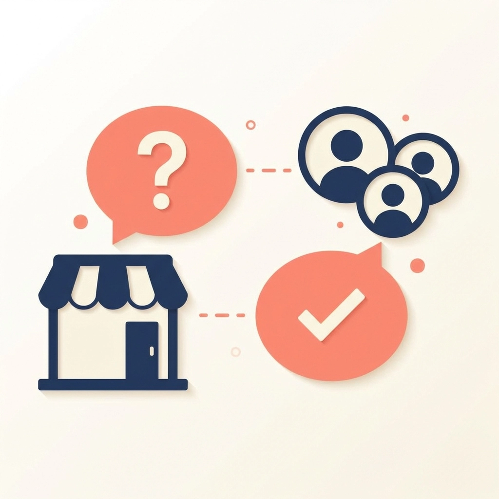 Q&A conversation illustration highlighting the need to answer frequent customer questions on Google Business Profile.