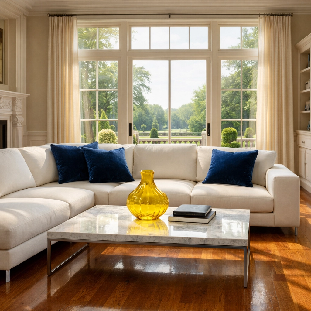Pristine Shrewsbury living room showcasing professional house cleaning and attention to detail.
