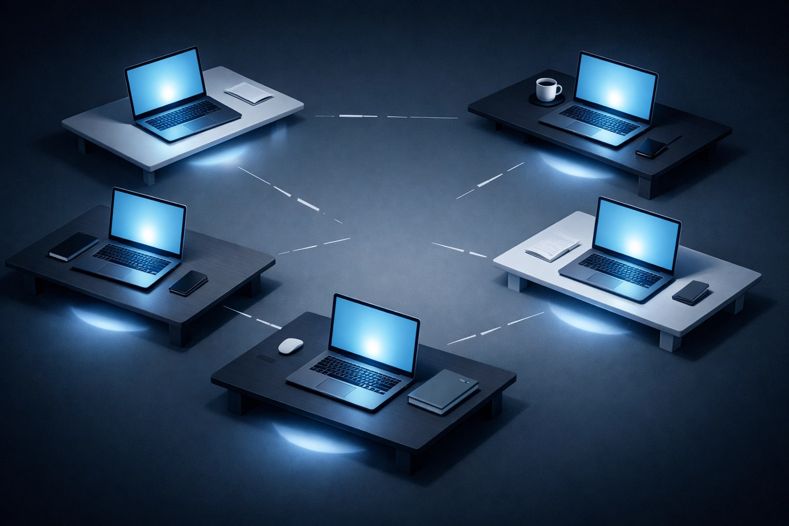Multiple endpoints without centralized visibility showing disconnected security monitoring