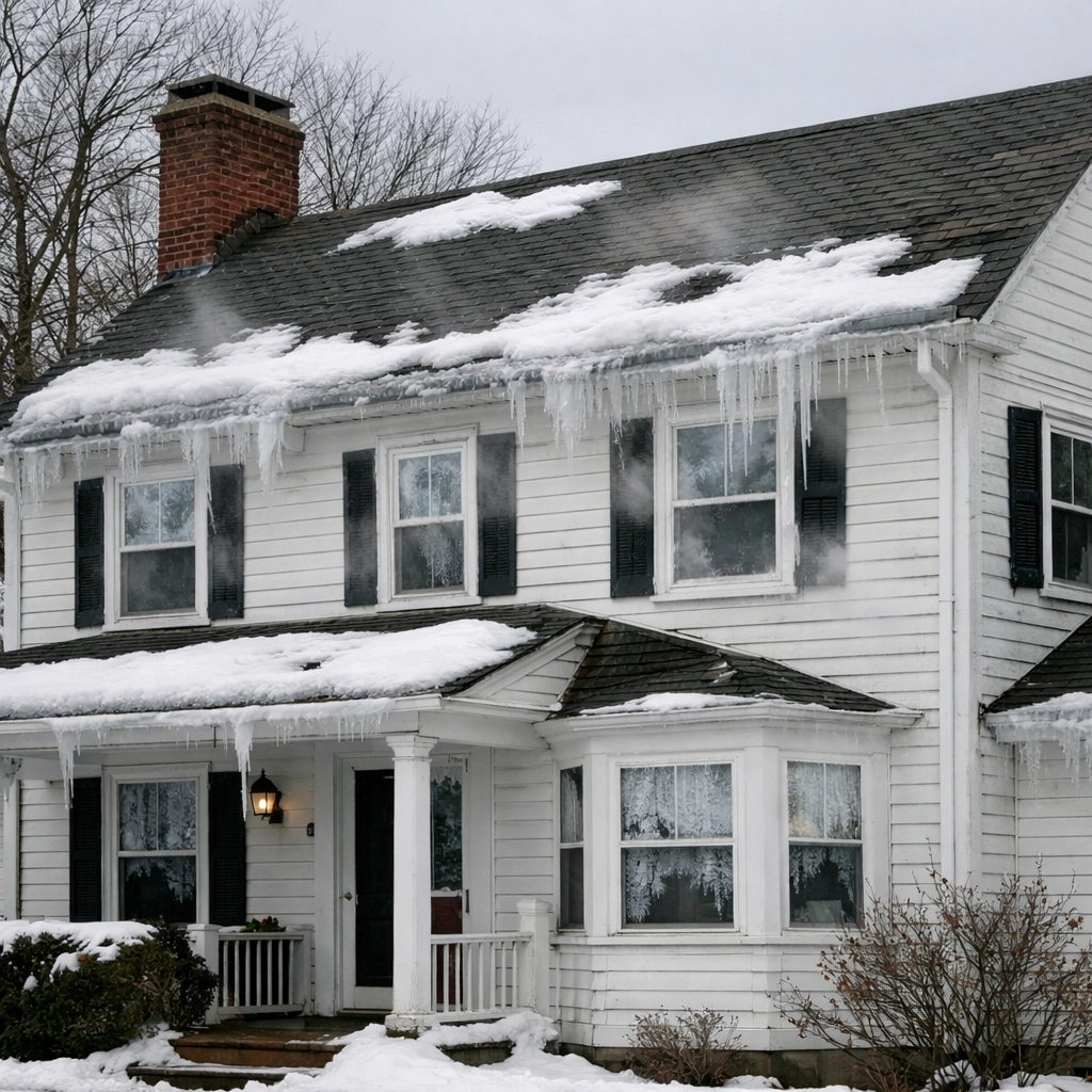 Older Westchester County home showing heat loss and energy inefficiency in winter