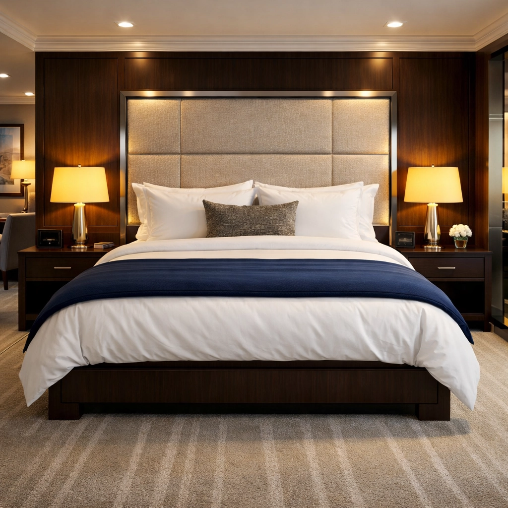 Immaculate bedroom with vacuumed carpet in a Boxborough residence, demonstrating professional cleaning standards.