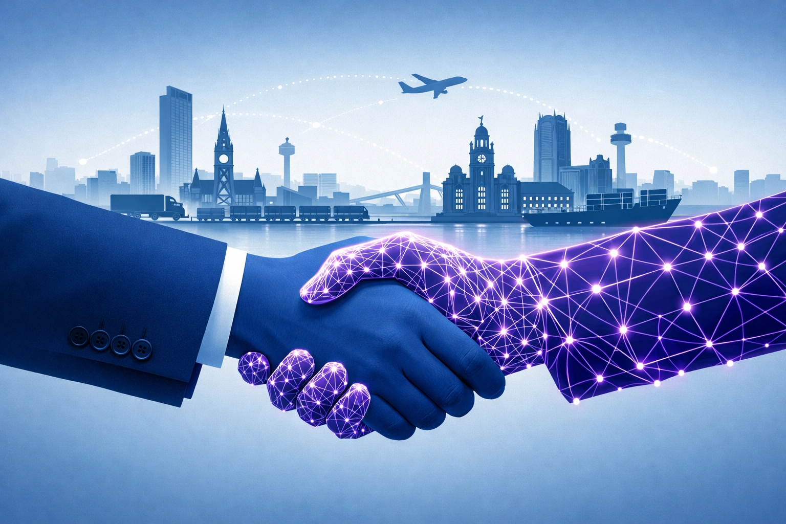 A partnership handshake representing professional logistics recruitment in Liverpool and Manchester.