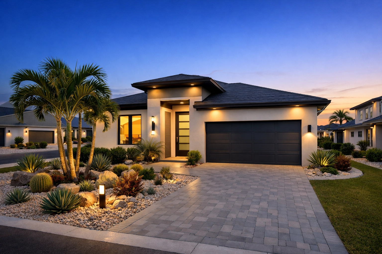 Modern Cape Coral homes displaying available real estate inventory in Southwest Florida