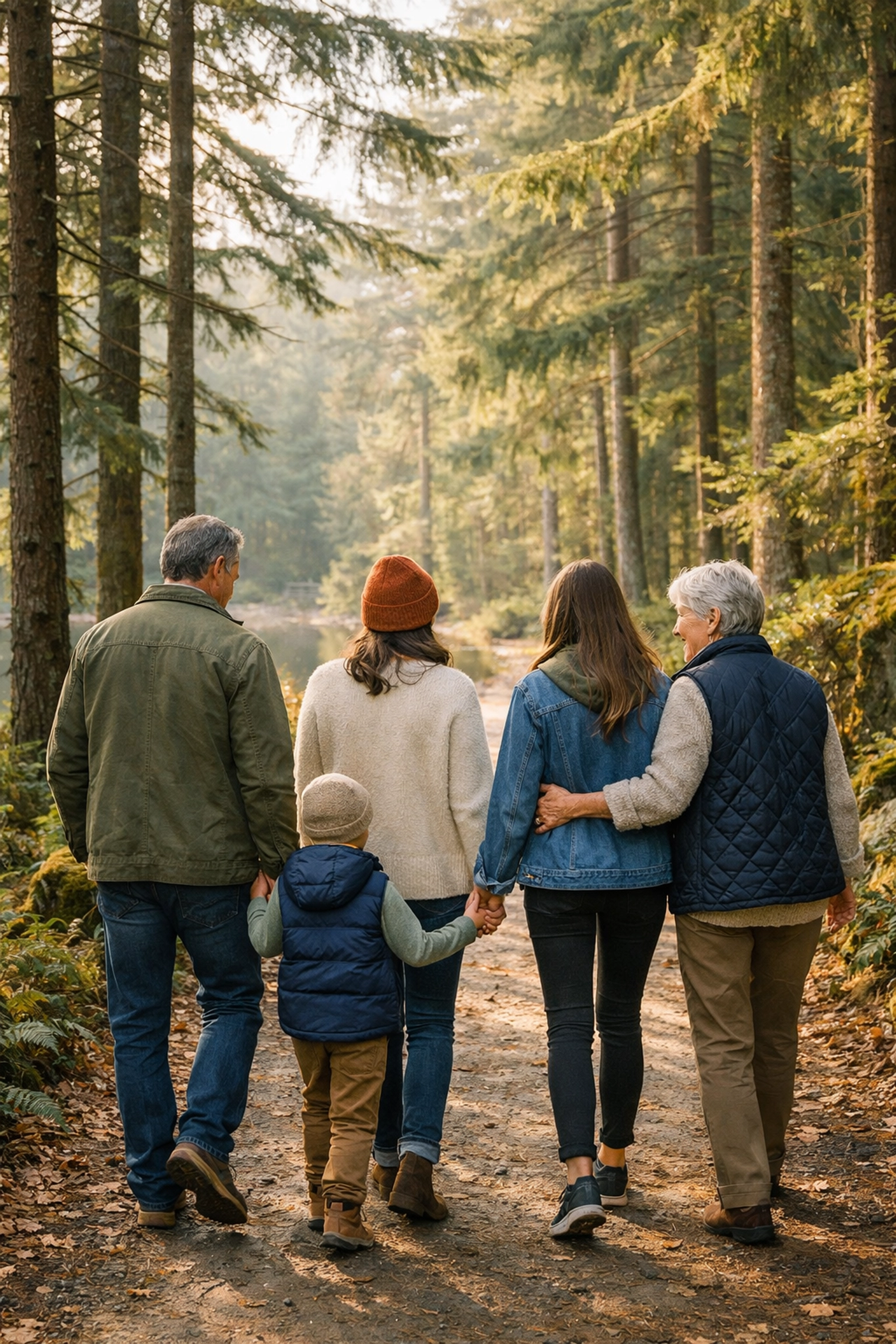 Family walking together in nature building emotional resilience and connection