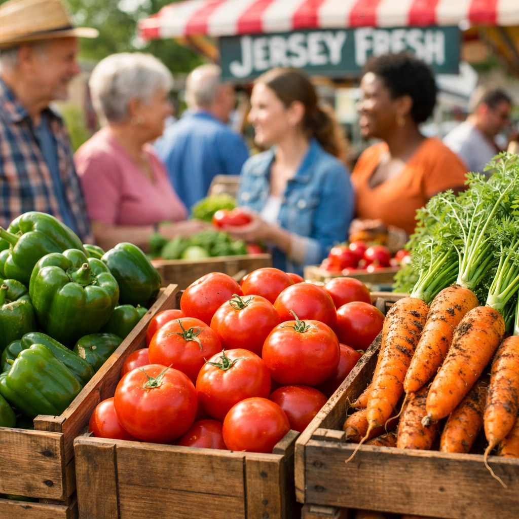 Fresh organic produce at a local market supported by family assistance programs New Jersey.