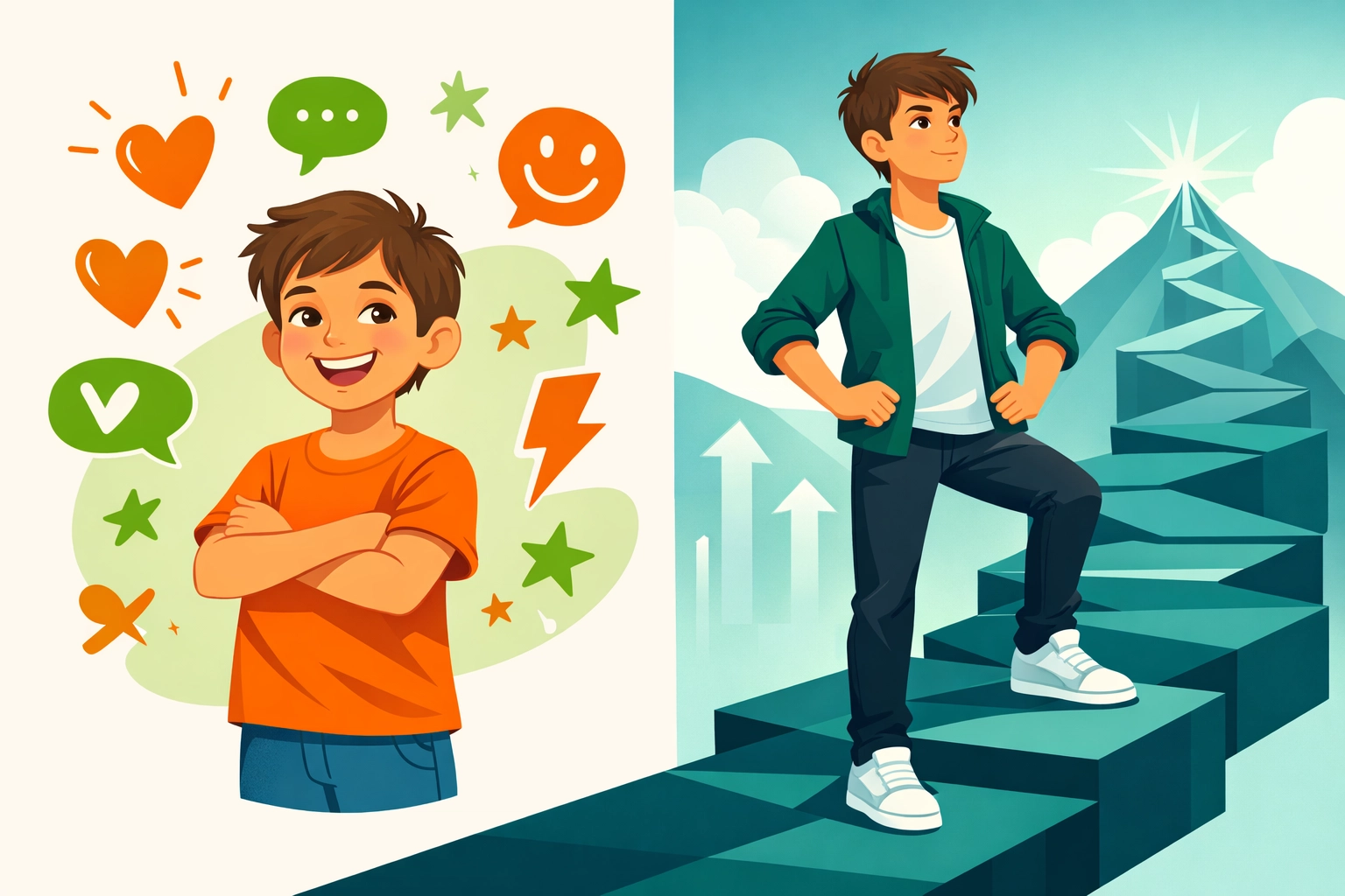 Child and teenager showing confidence and leadership development through life skills training