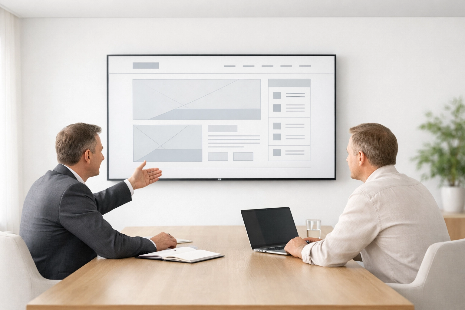 Professionals reviewing a website design Detroit project during a secure IT consultation.