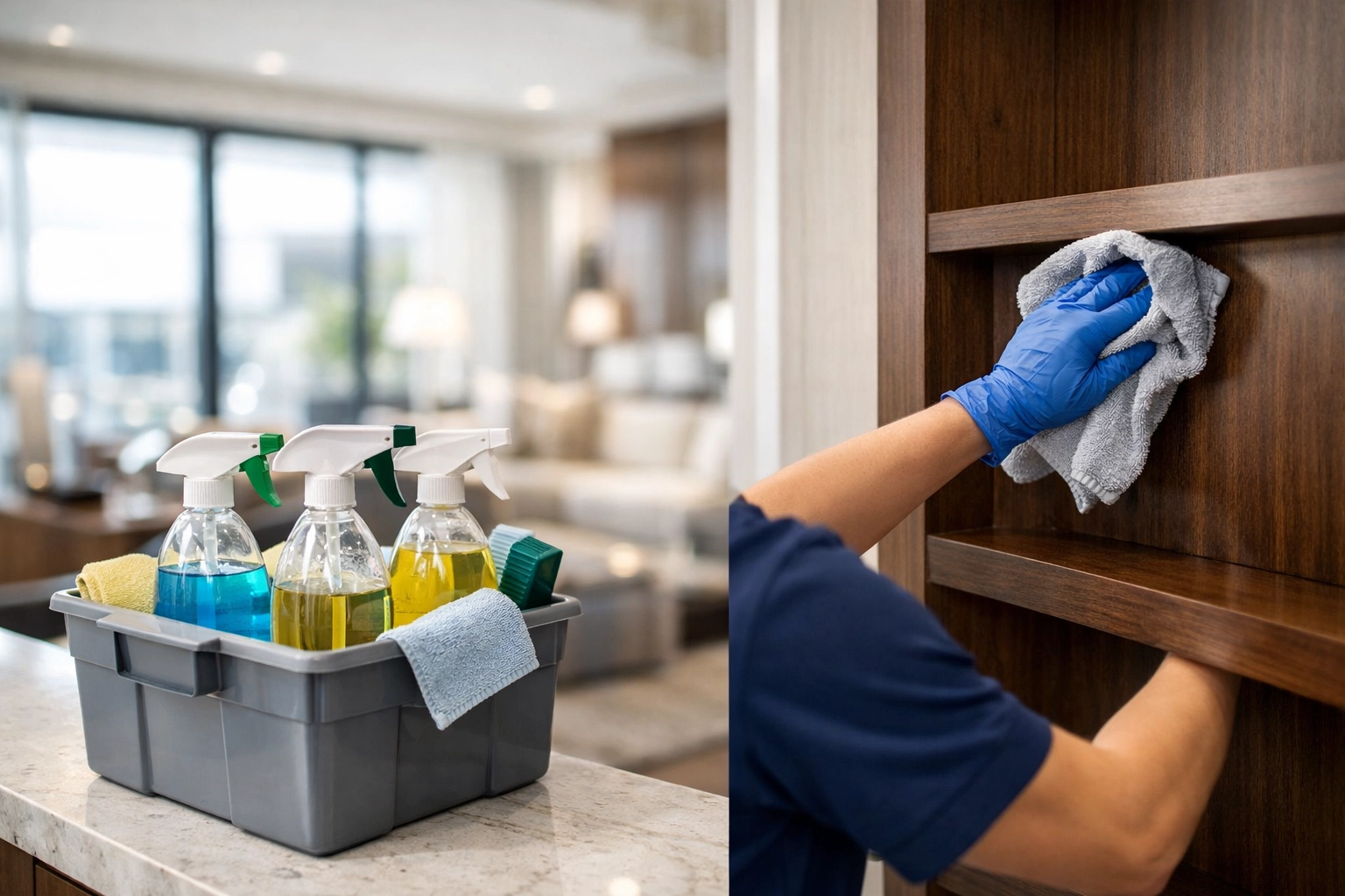 Professional move-out cleaning service in Boston using eco-friendly products for a deep apartment clean.