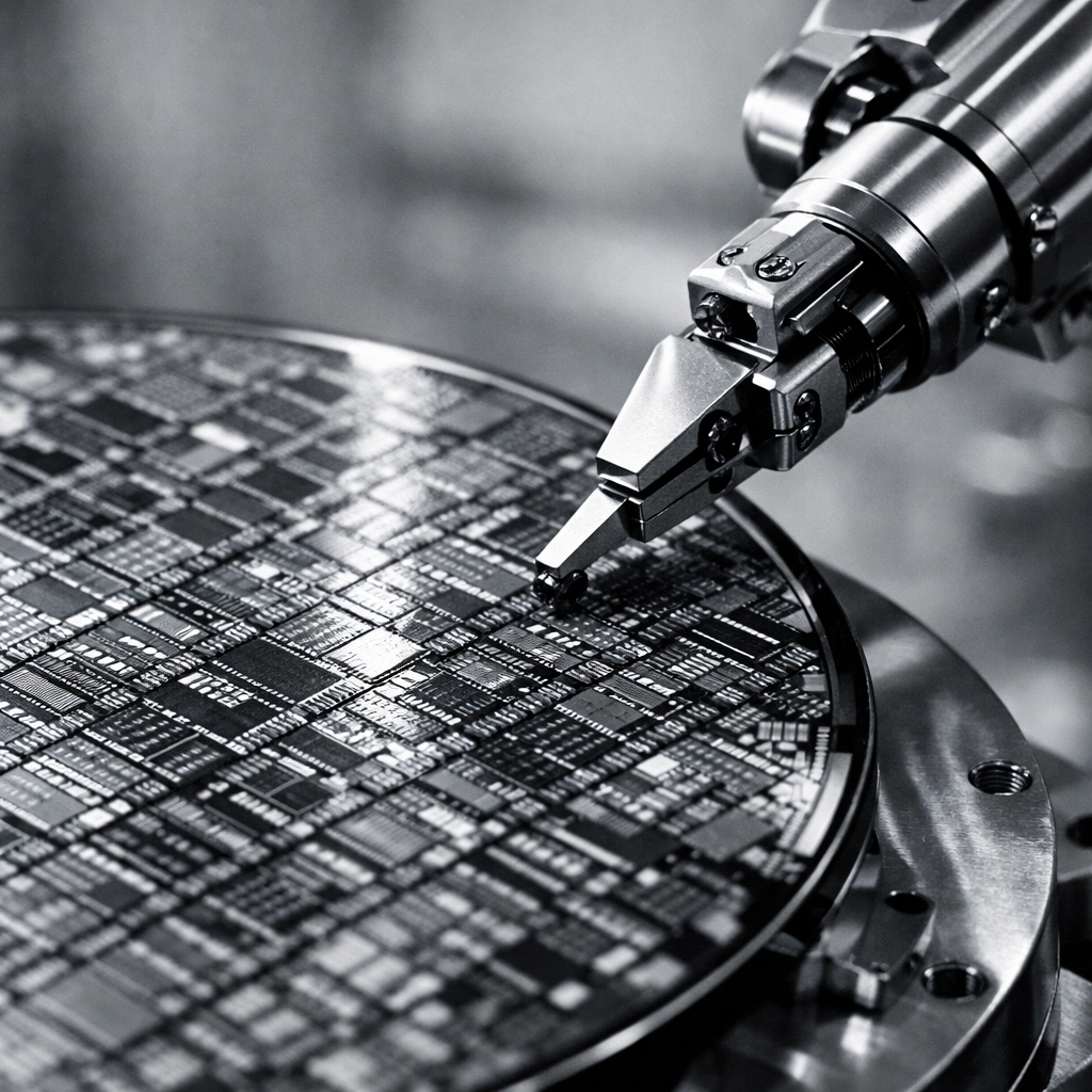 Advanced semiconductor manufacturing wafer illustrating Korean startups global expansion in the deep tech sector.