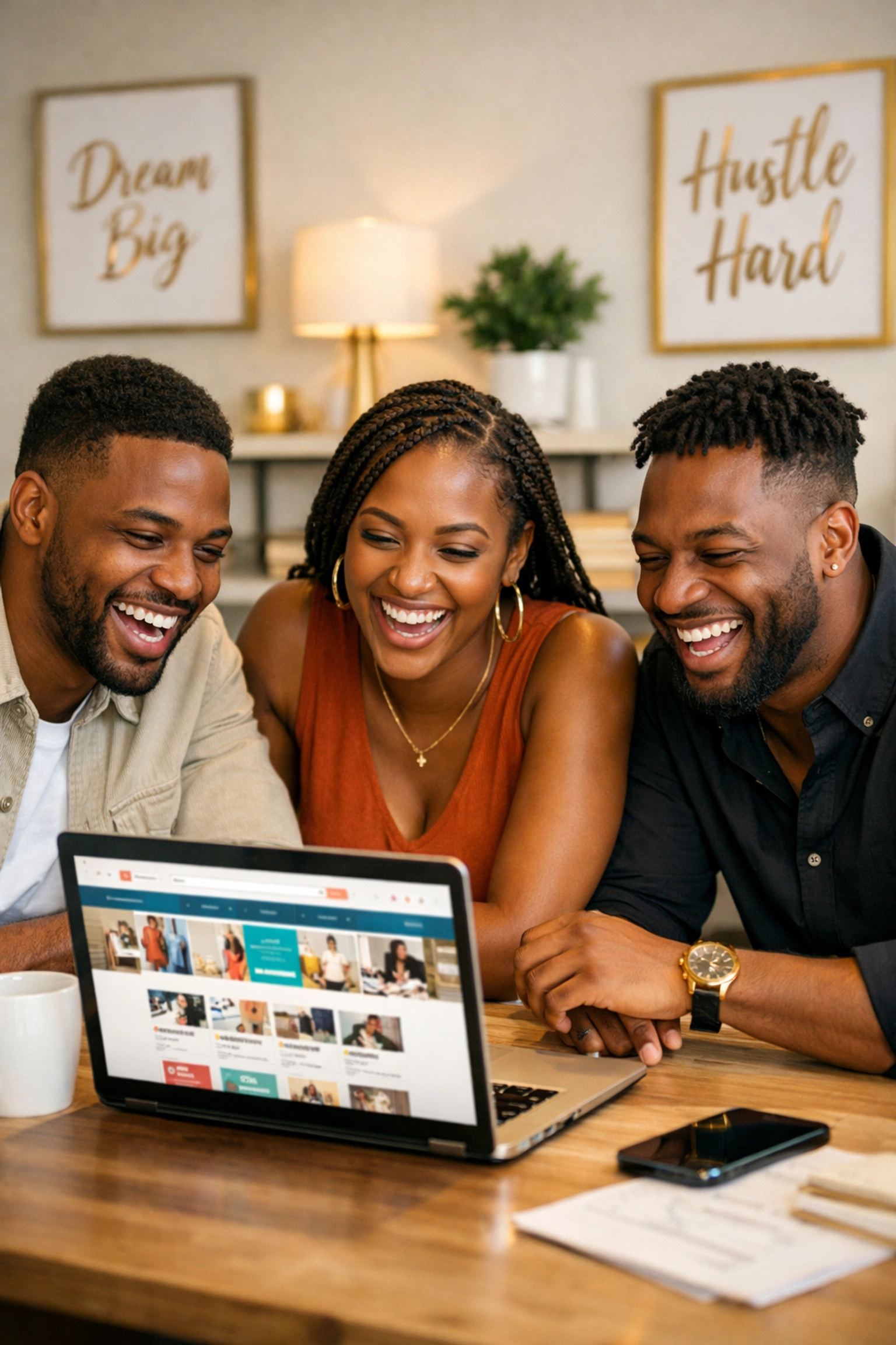 How to Build a Black-Owned Lifestyle in 5 Minutes: Candles, Décor, Beauty, and Motivational Tees That Hit Different Black entrepreneurs collaborating and supporting community businesses on a digital marketplace.