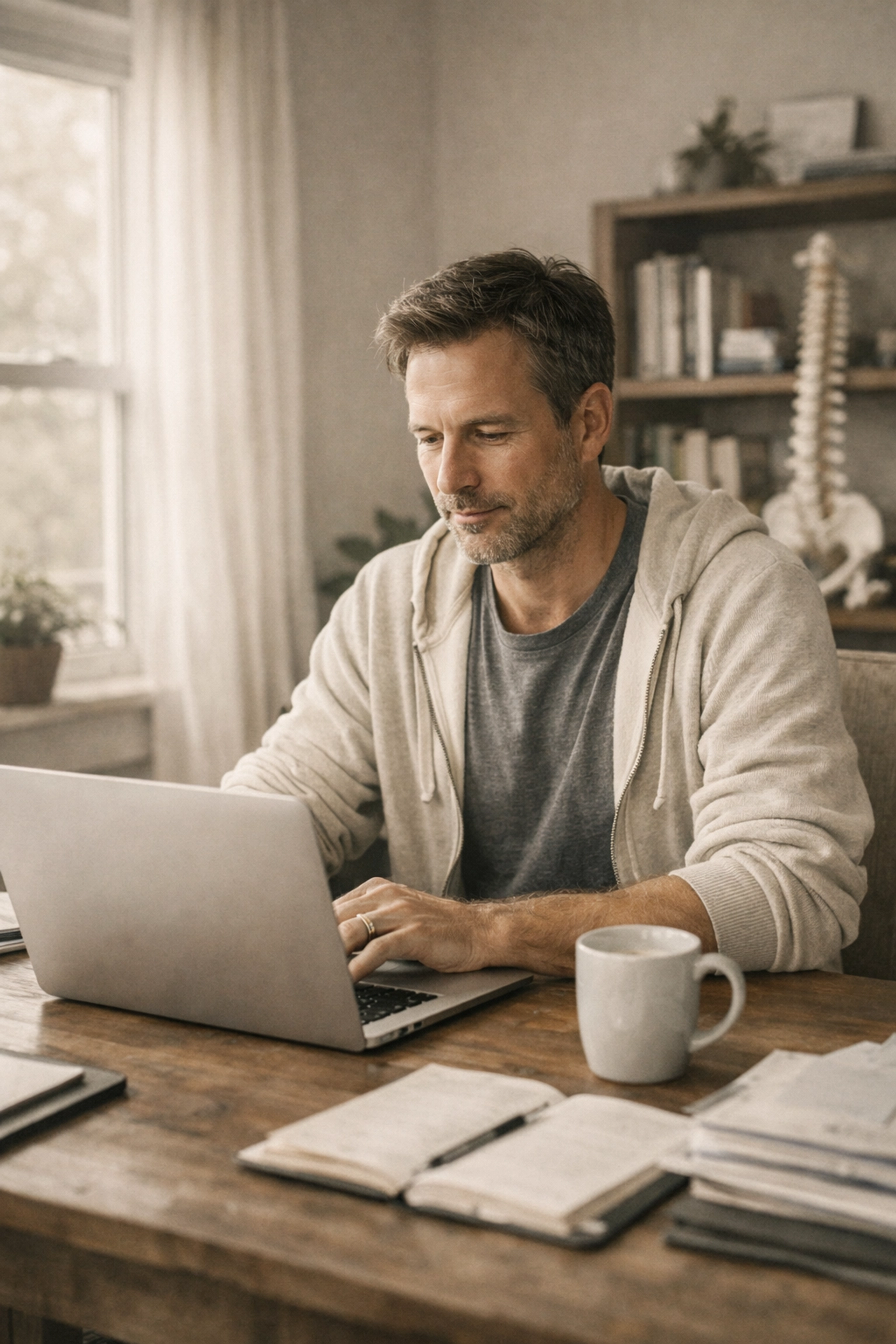 <strong>Monday: The Time Trap: Why Healthcare Practice Owners Can't Find Hours in Their Day</strong> Practice owner implementing operational systems during focused weekend planning session