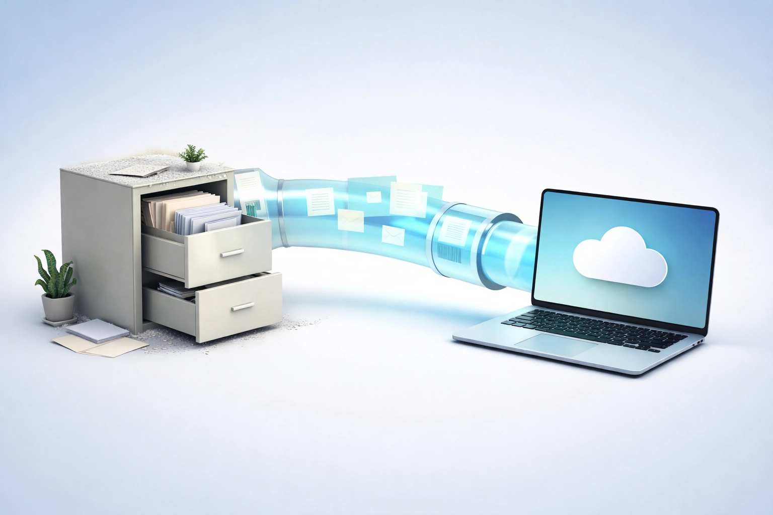 Seamless accounting data migration from old filing systems to cloud software