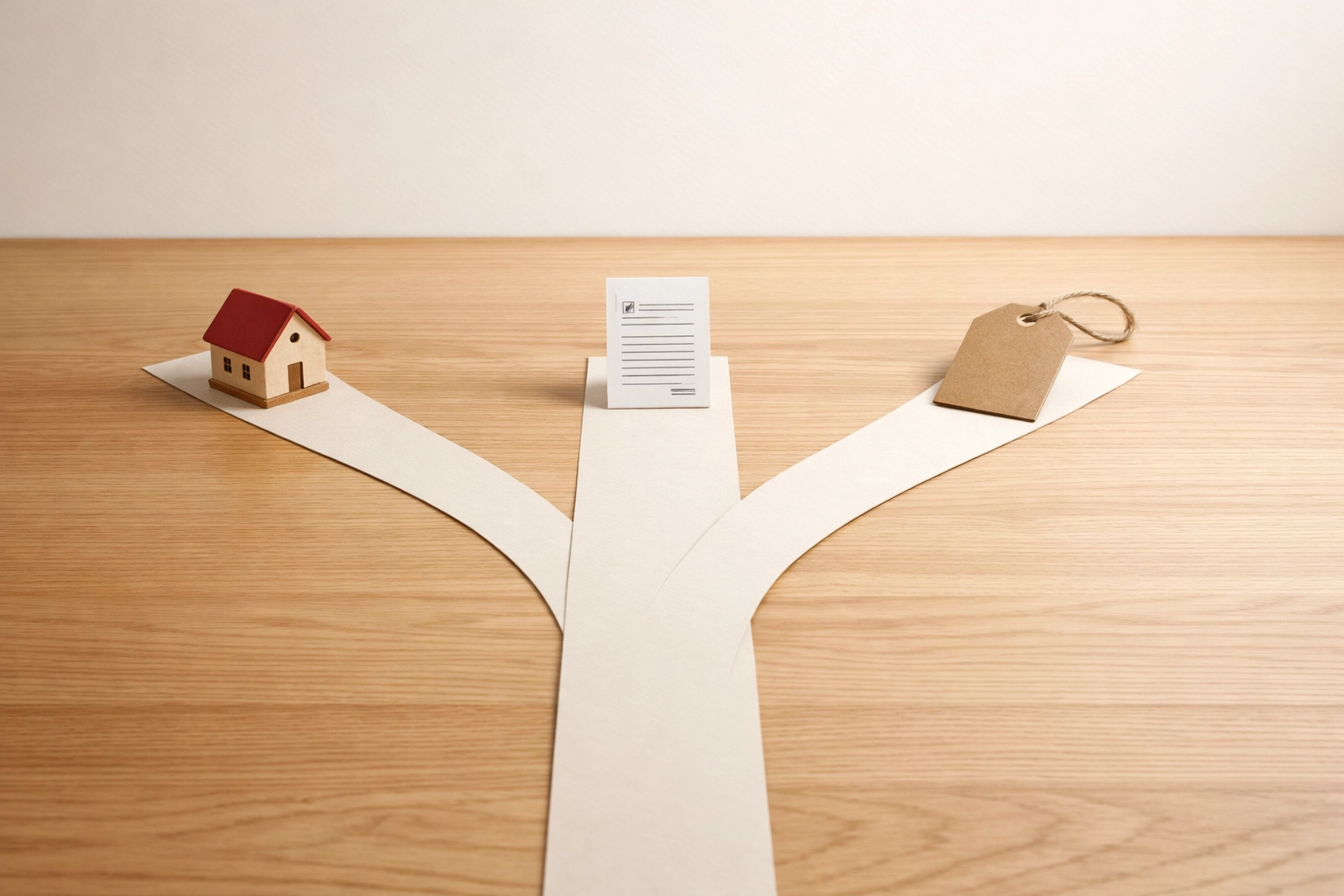 Three decision pathways for choosing QuickBooks tracking method with property symbols