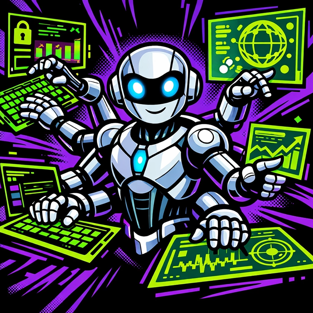 An AI virtual assistant managing multiple business tasks efficiently to speed up workflows.