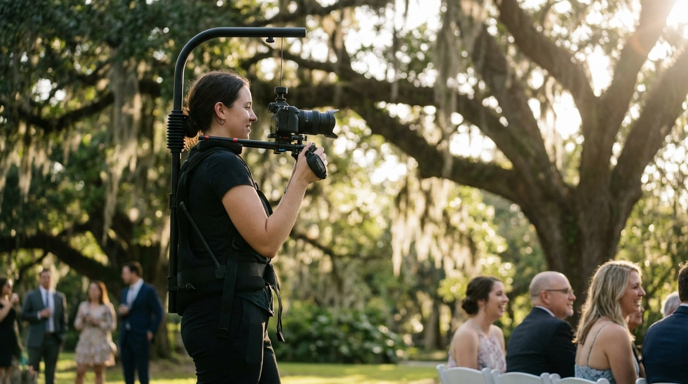 Female videographer at City Park