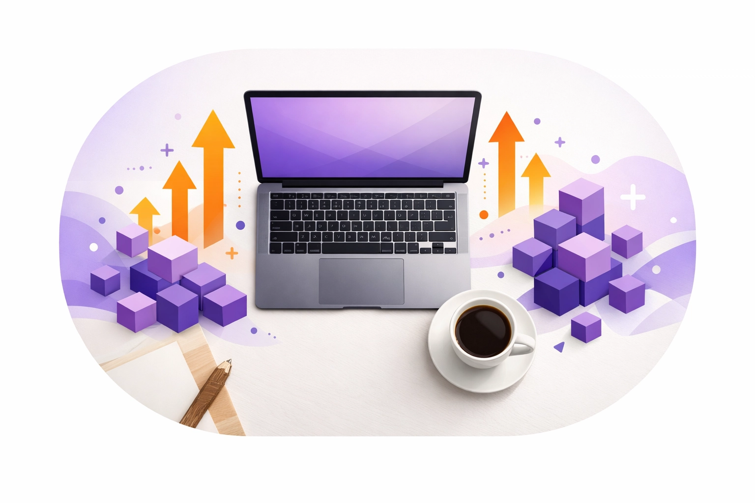 Visuele weergave van digitale groei bouwstenen voor een SEO en GEO strategie.