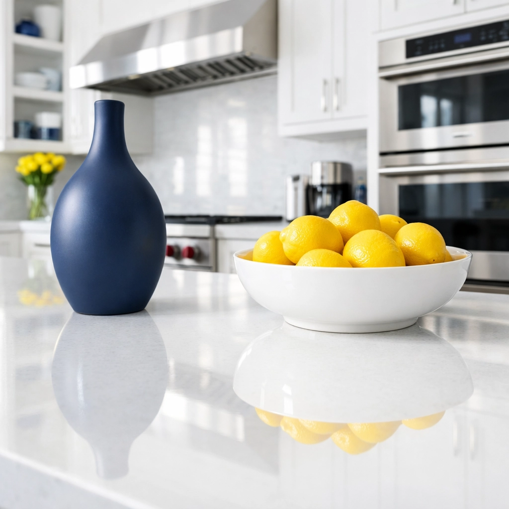 Spotless modern kitchen island showing results of professional residential cleaning in Winchendon MA.