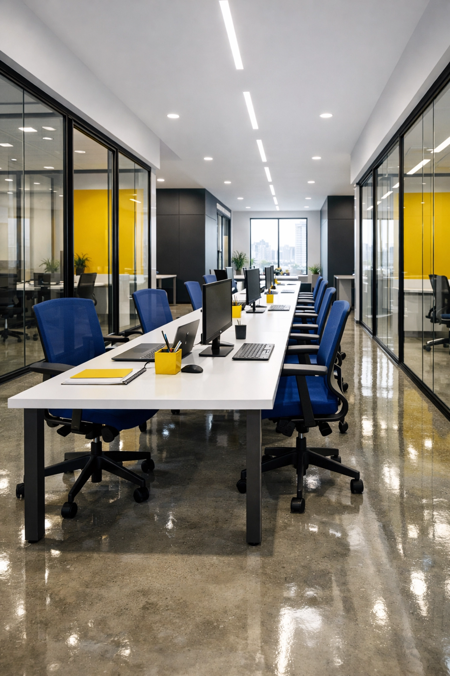 Sanitized and organized Kendall Square office space showcasing professional office cleaning Cambridge results.