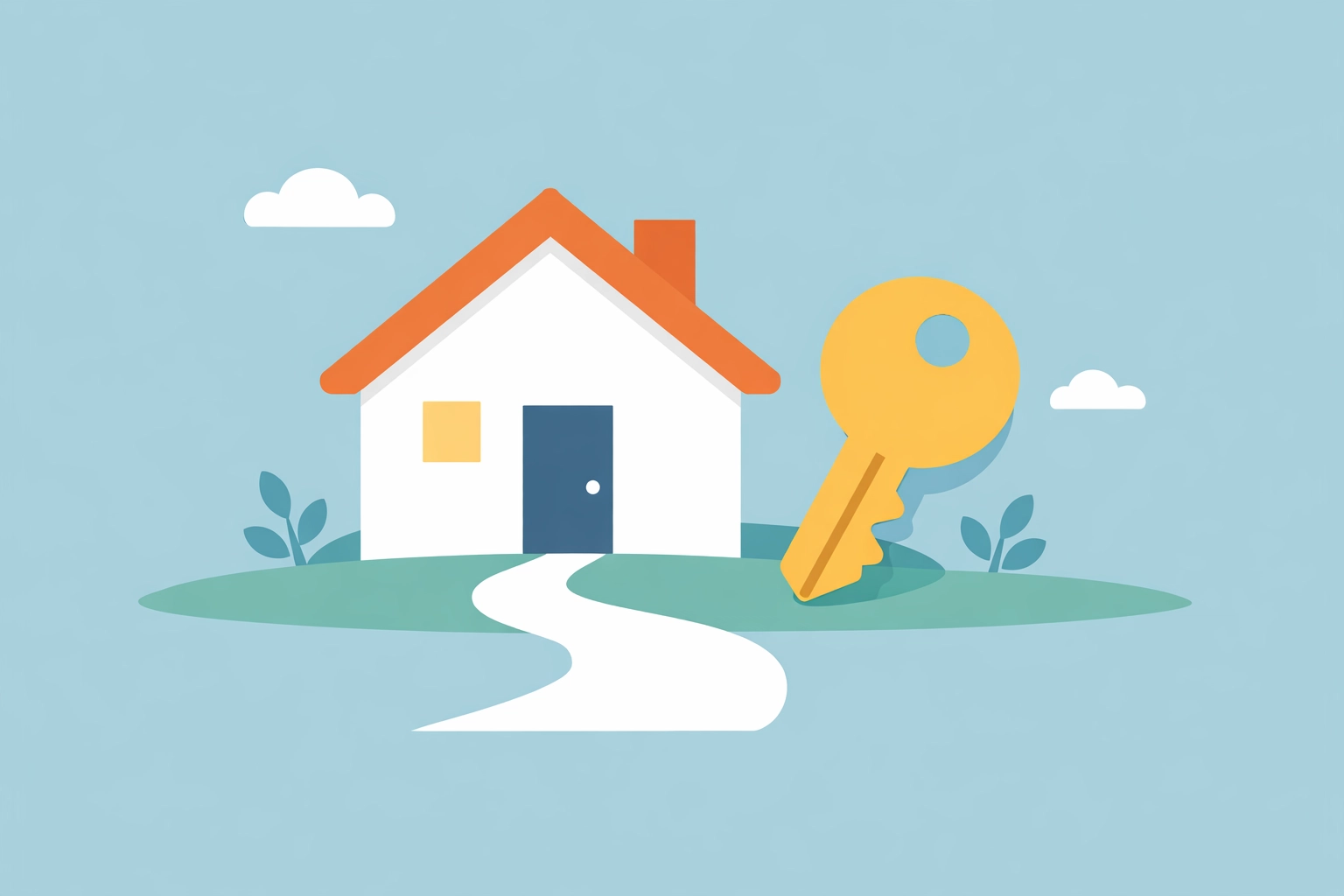 Casa y llave simbolizando la calificación exitosa para comprar casa propia.