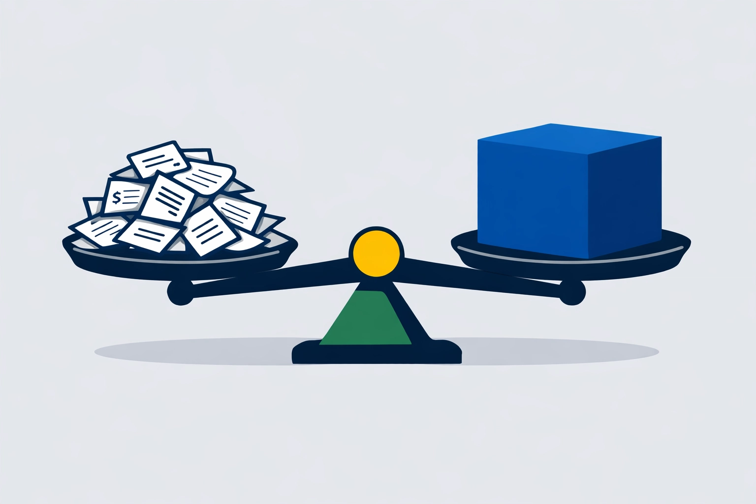 A scale comparing receipts to a larger standard deduction block to simplify 2026 tax filing.
