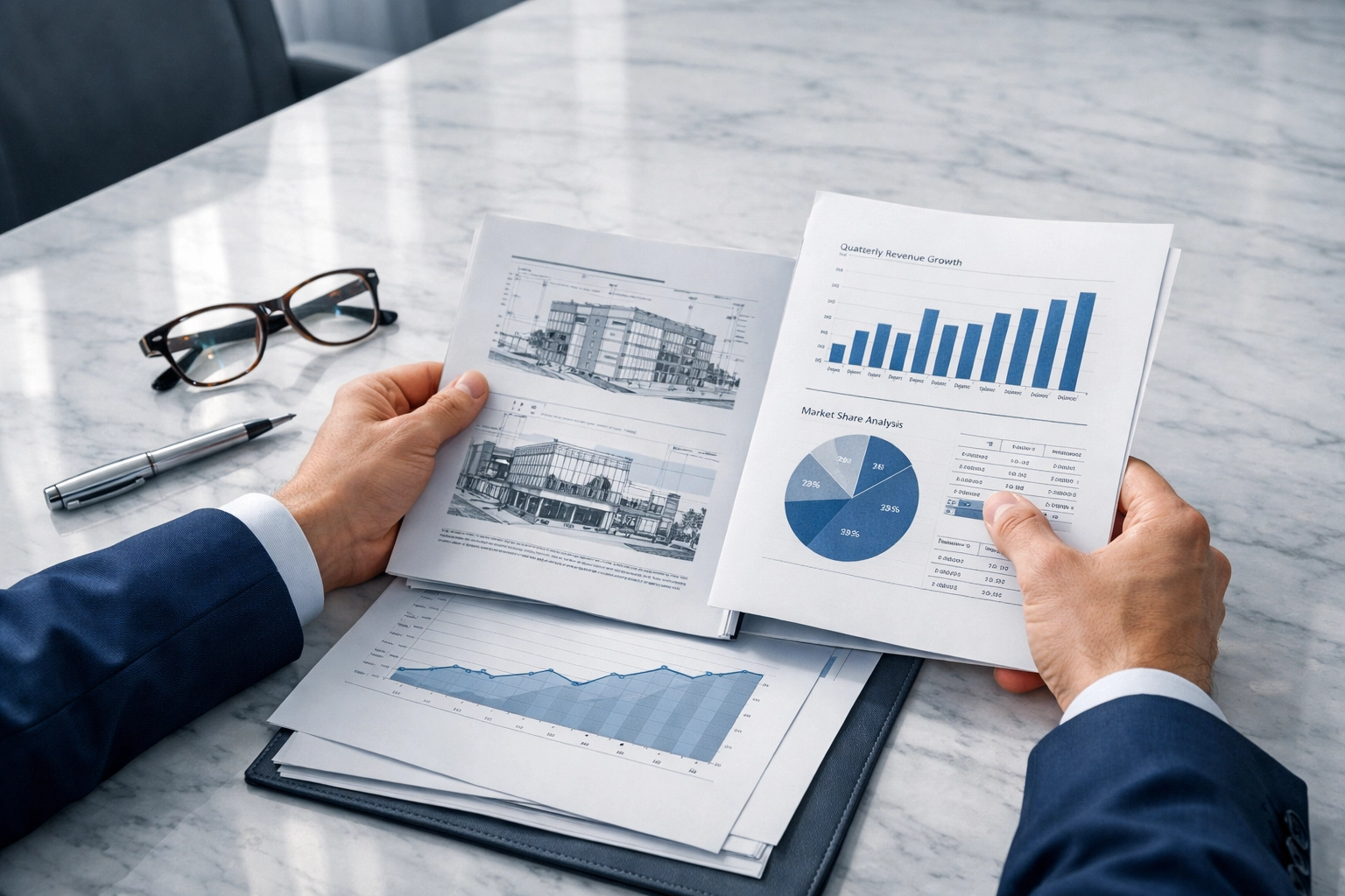 Reviewing financial reports and SBA loan documents to successfully sell a small business in North Carolina.