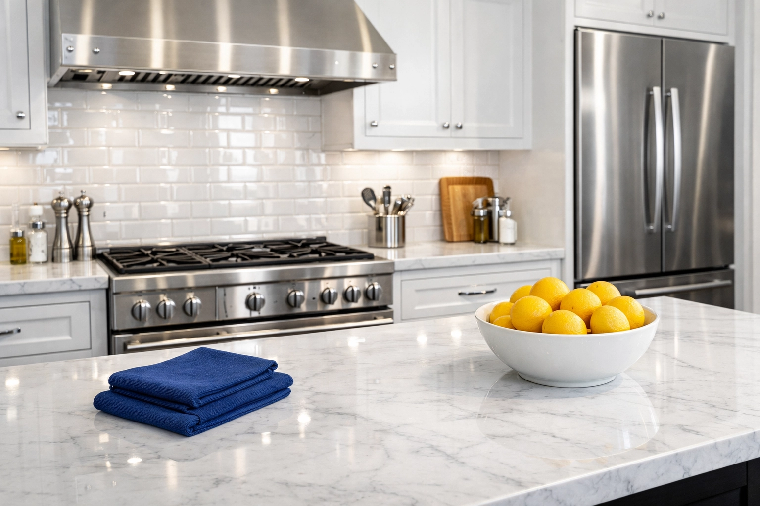 Sparkling modern kitchen with polished surfaces following a thorough deep cleaning in Fitchburg.