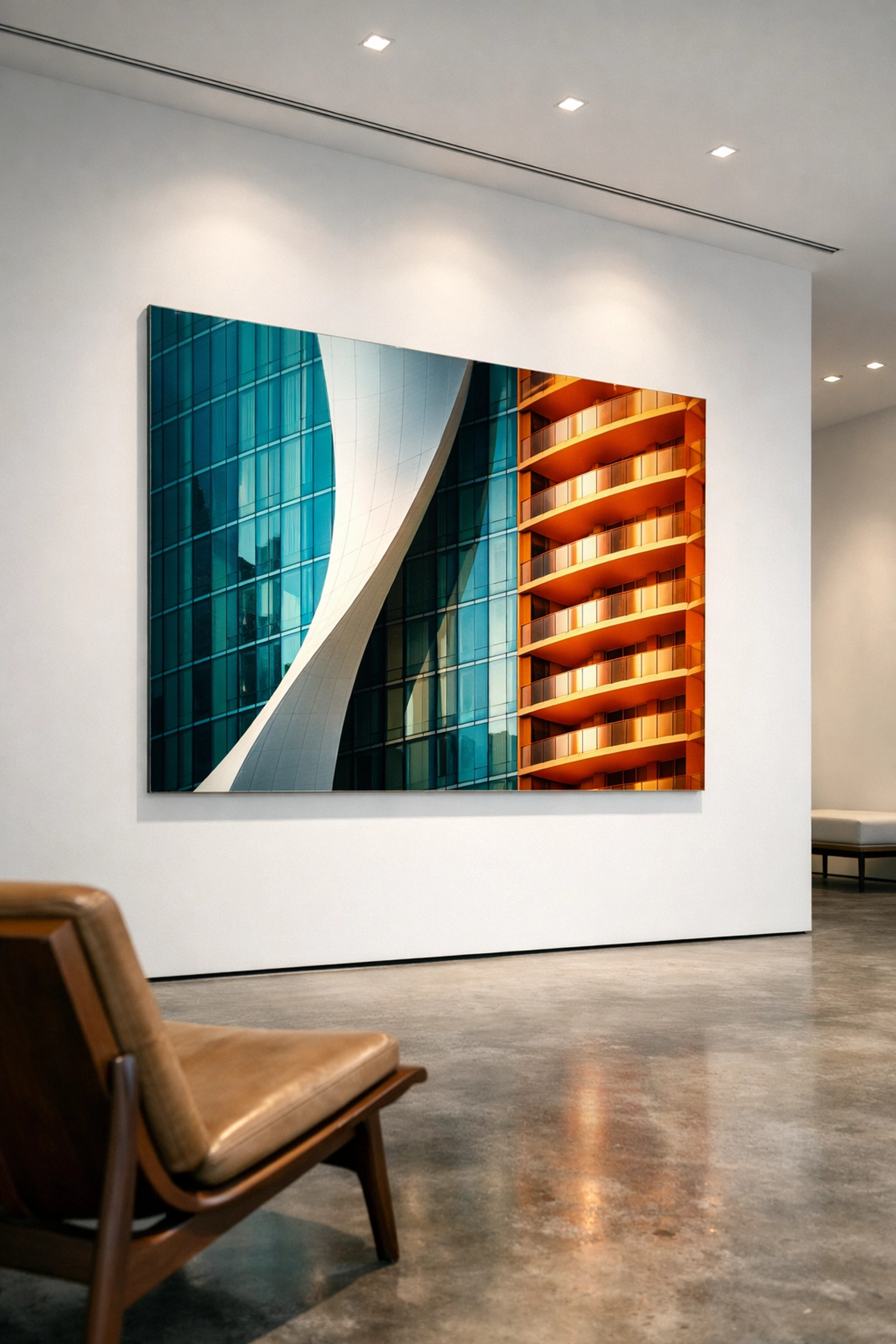 Large format fine art photography acrylic print on display in a Miami Design District gallery.