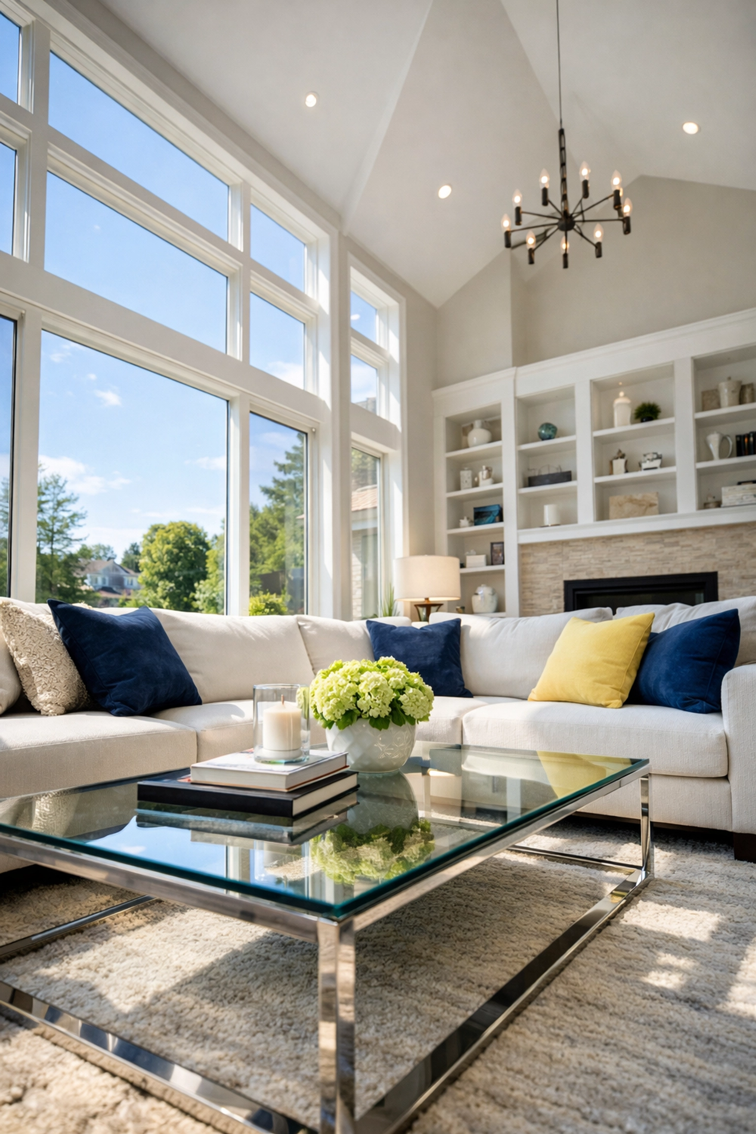 Spotless living room in a Massachusetts home after a thorough residential cleaning MA service.
