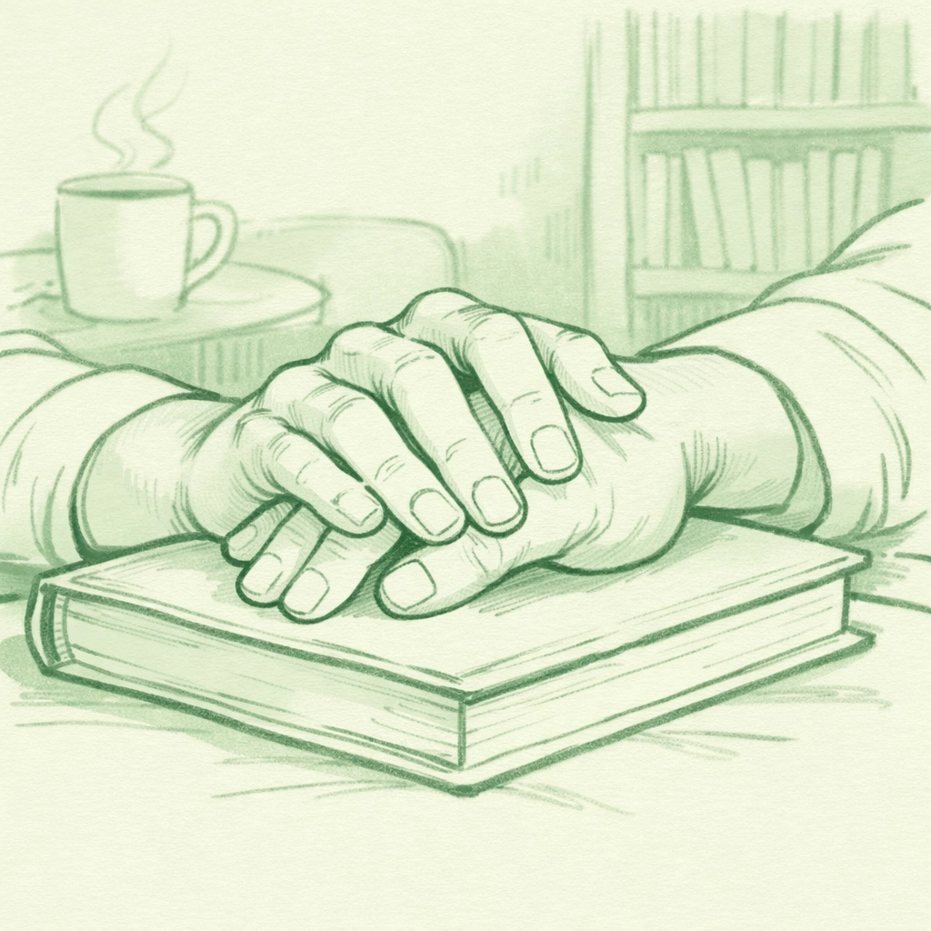 Two men's hands intertwined on book symbolizing emotional depth in MM literary romance