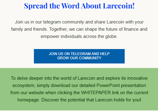 Join Larecoin Telegram