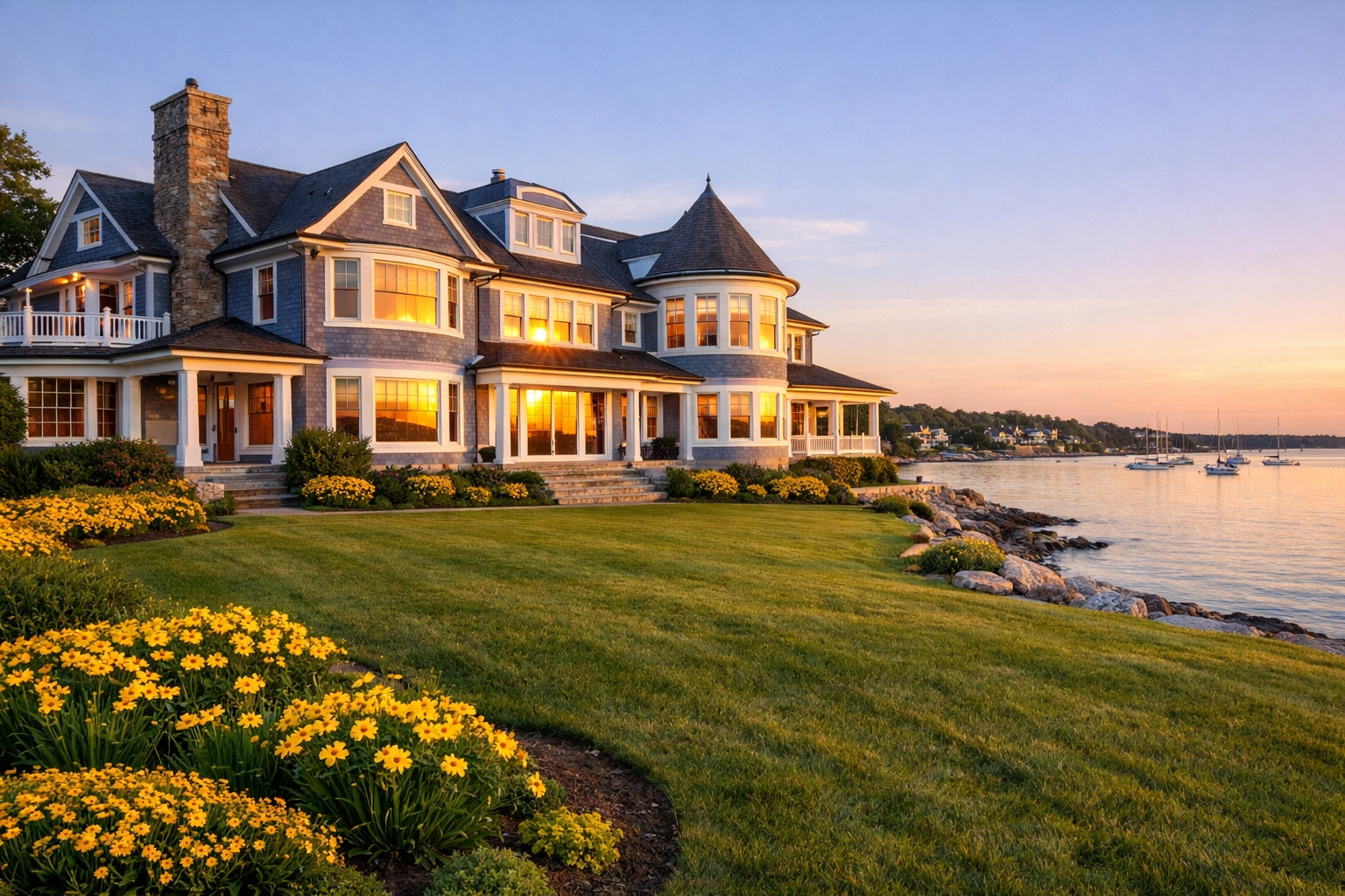 A stunning Cohasset coastal estate shining after a professional luxury residential cleaning service.
