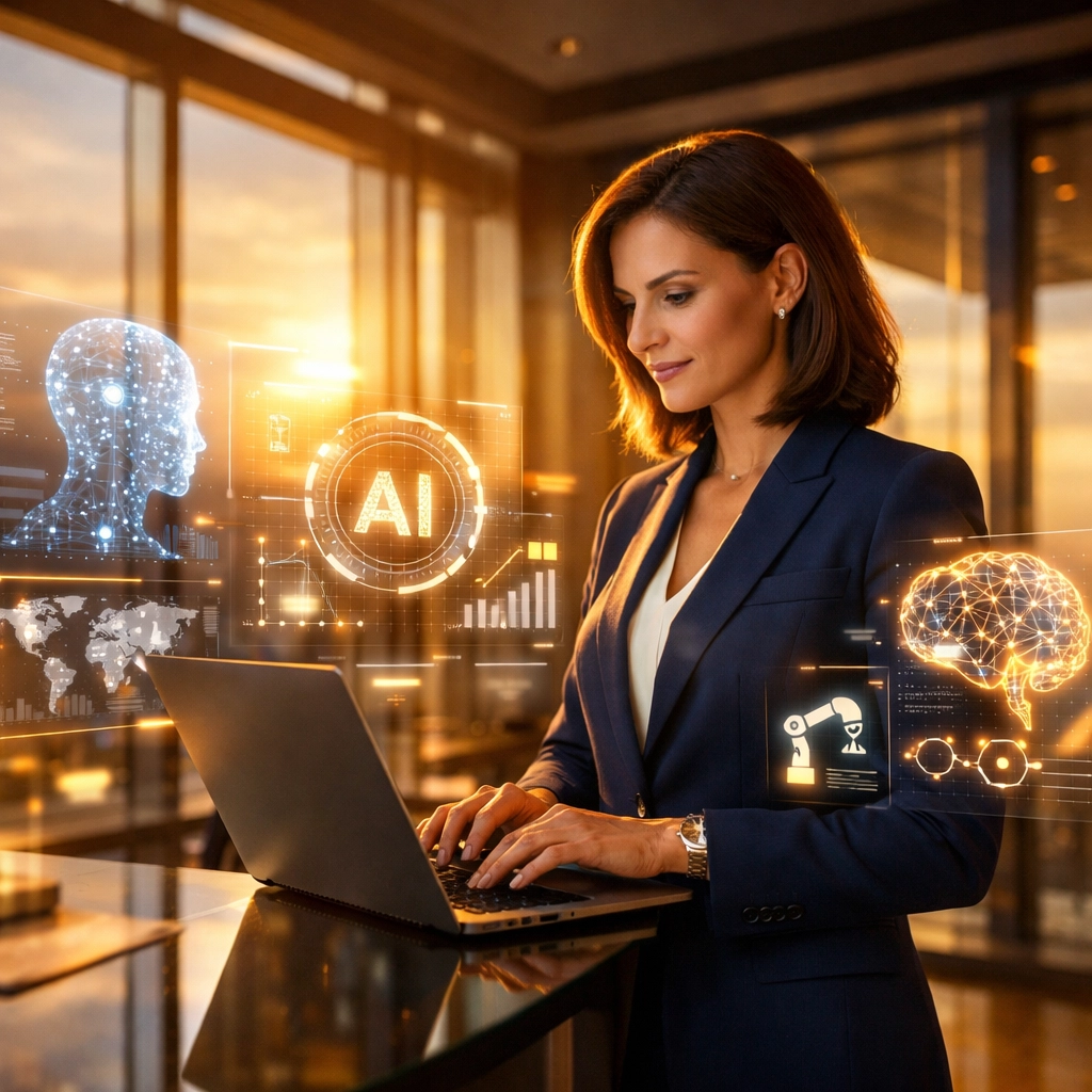 High-earning professional using AI tools to boost productivity and workplace efficiency