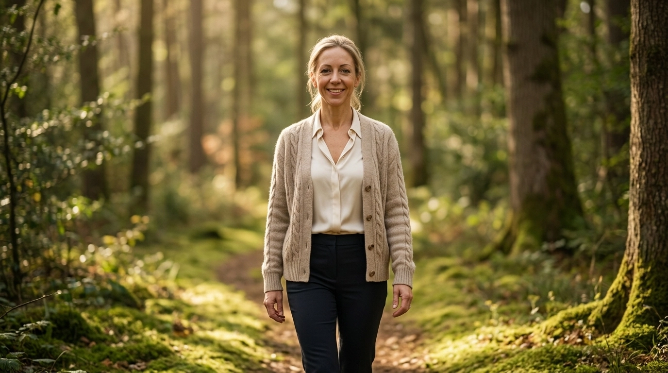 Woman taking a calm walk in nature