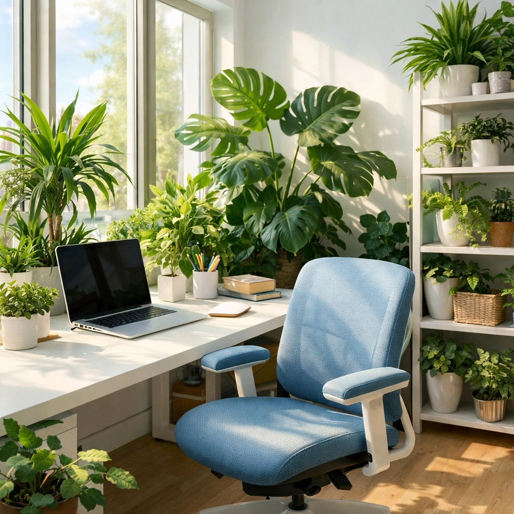 Clean, sun-drenched Pittsfield office workspace highlighting eco-friendly maintenance and dust-free surfaces.