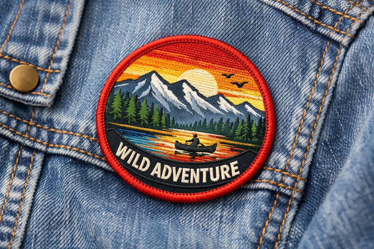 Custom embroidered patch with professional merrowed edge and quality thread work