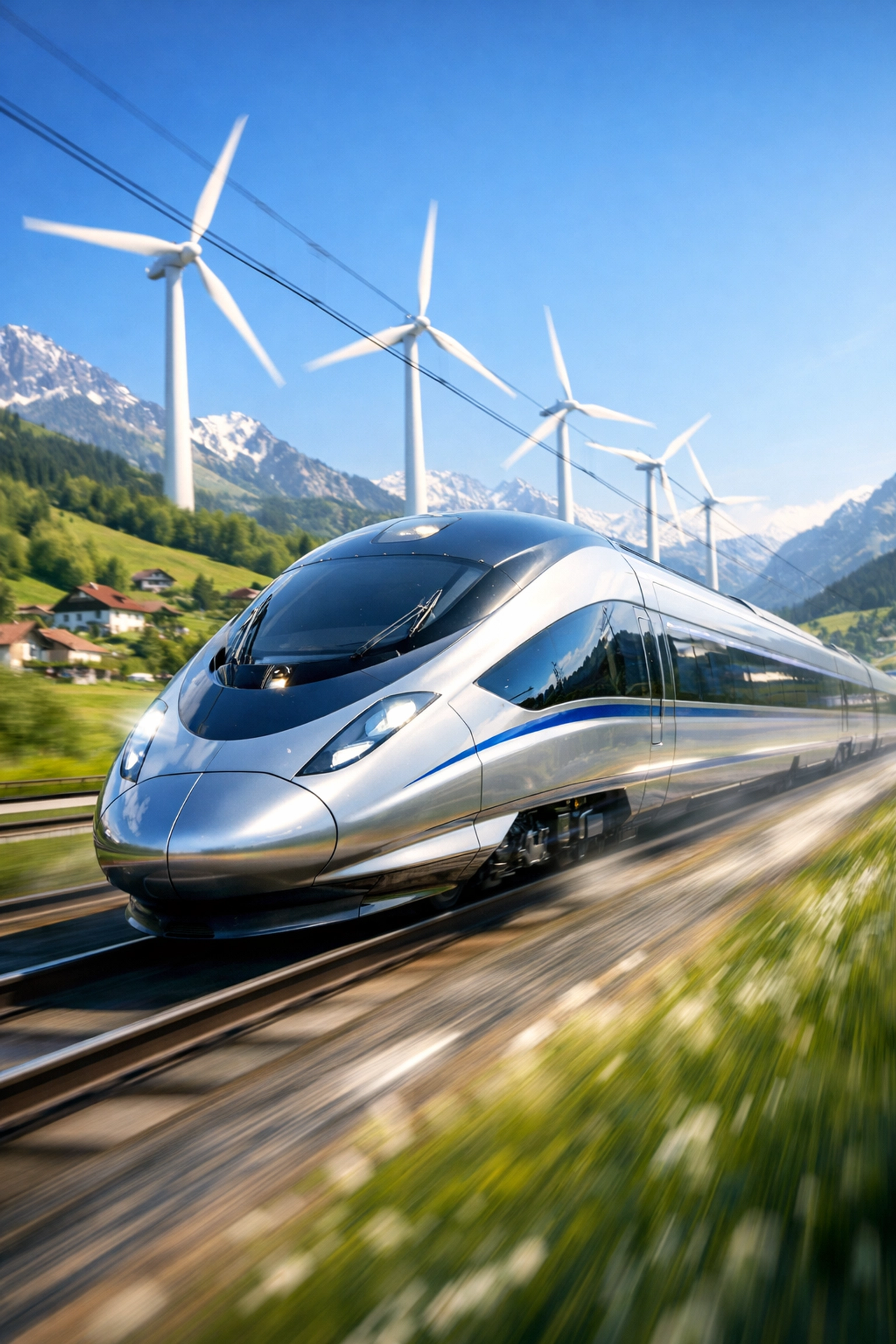 High-speed train in Europe symbolizing rapid economic growth and international market momentum.