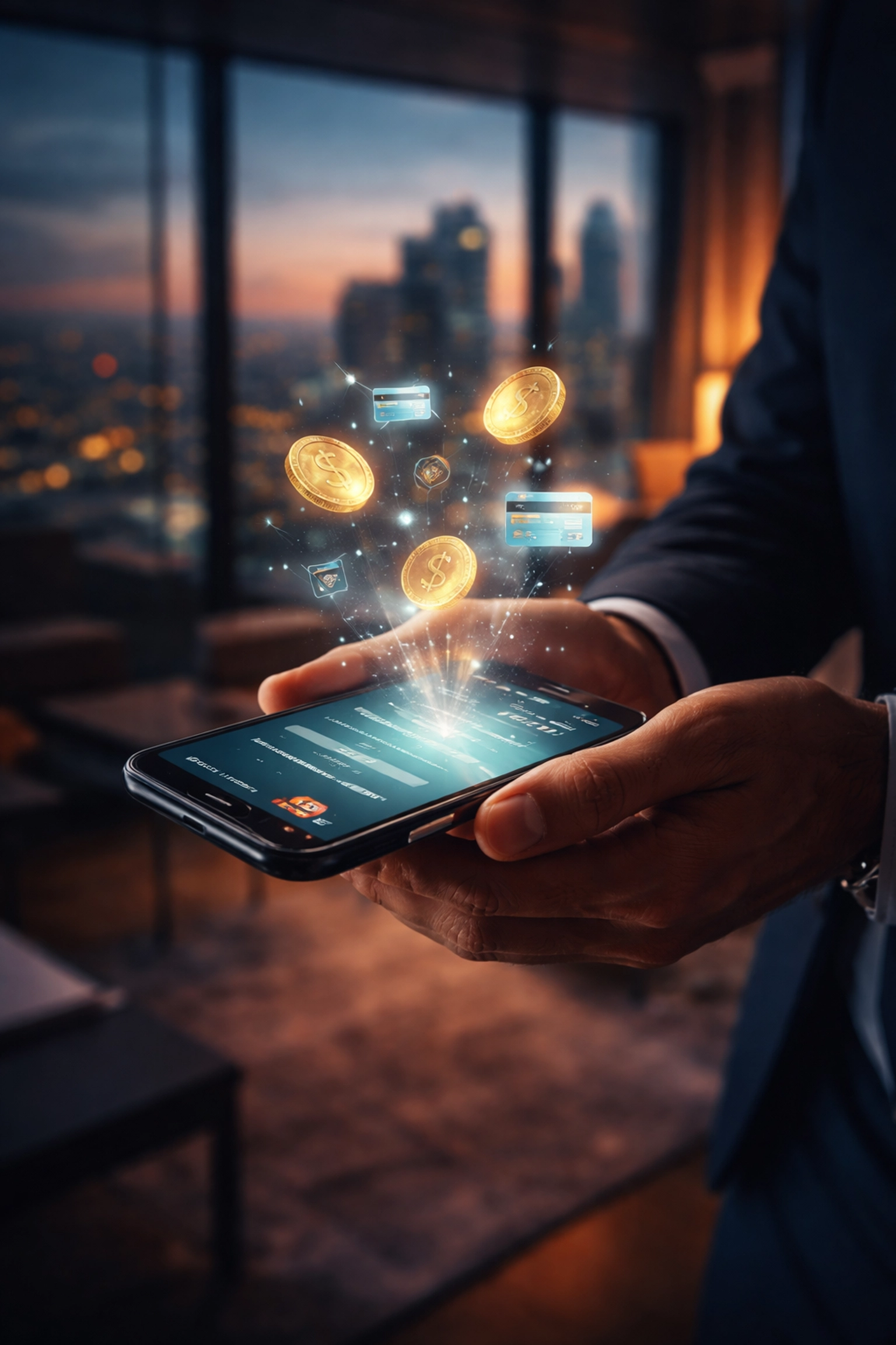 Person using digital wallet on smartphone in office, highlighting secure self-custody in Web3 crypto payments.